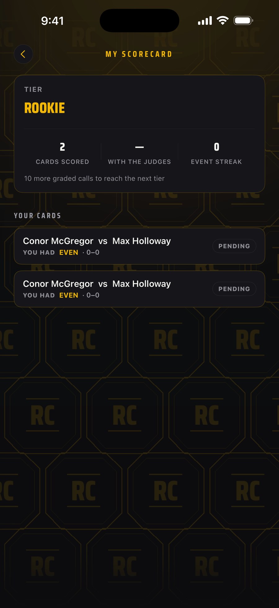 ROUNDCALL personal scorecard — score along round by round